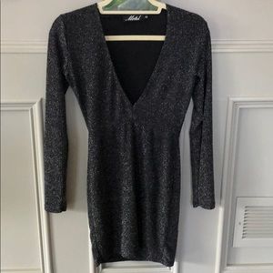 Black long sleeve shimmer dress